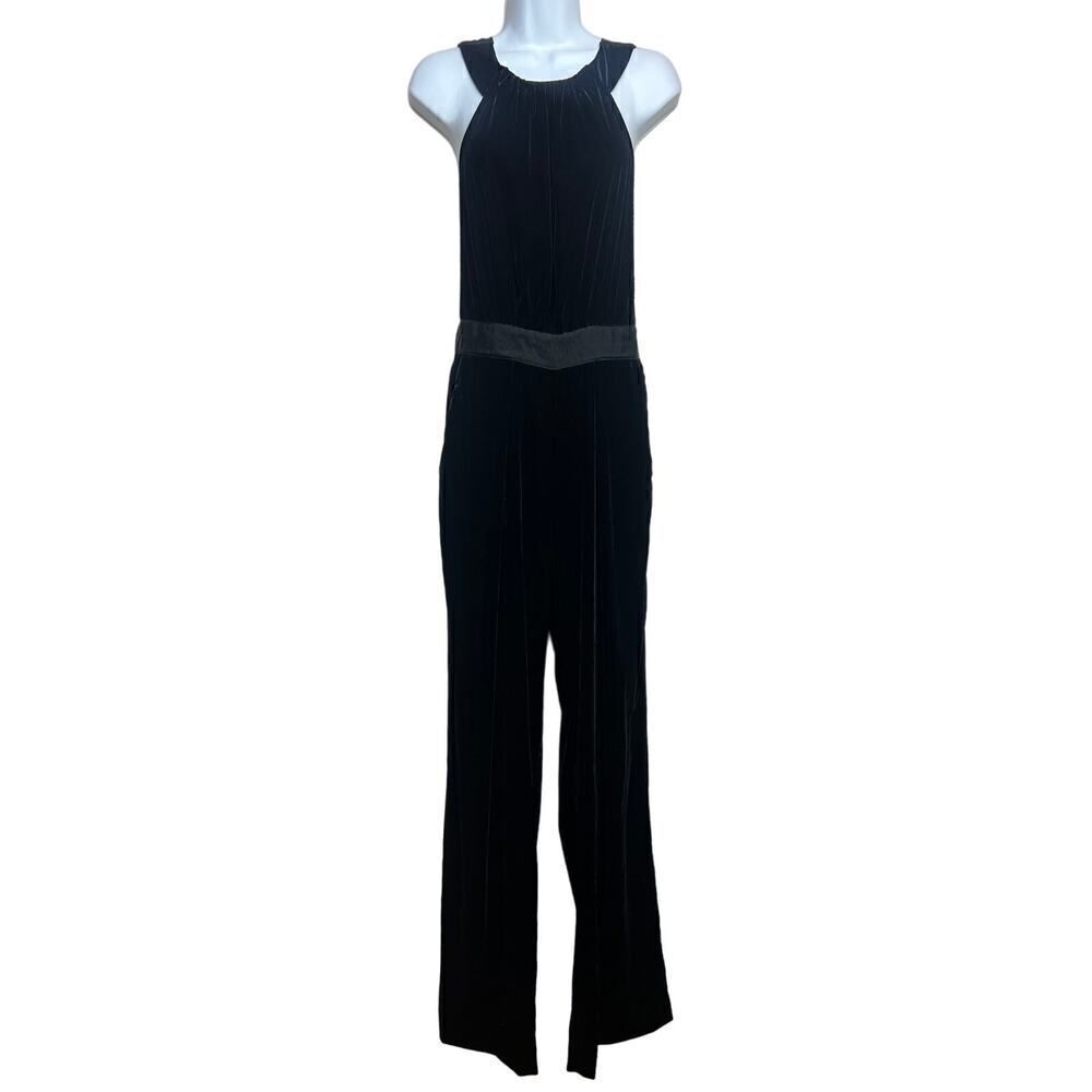 NWT STAUD Black Velvet Halter Jumpsuit Sz. 4